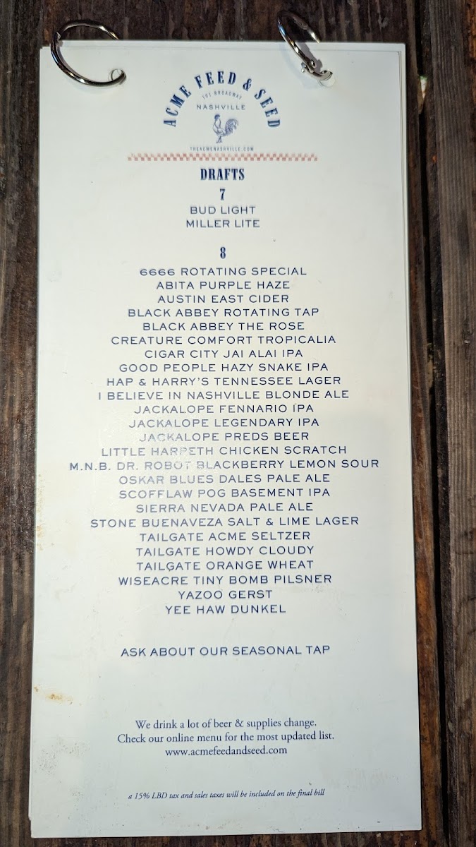 Acme Feed & Seed Menu - Image 2